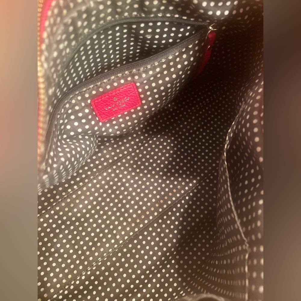 kate spade Red Pebbled Leather Satchel Bag with Gold Hardware - Picture 3 of 5